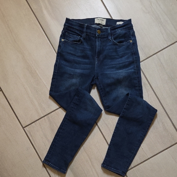 Frame Denim Denim - Frame Denim Dark Blue Skinny Stretchy Jeans Size 26 NWOT